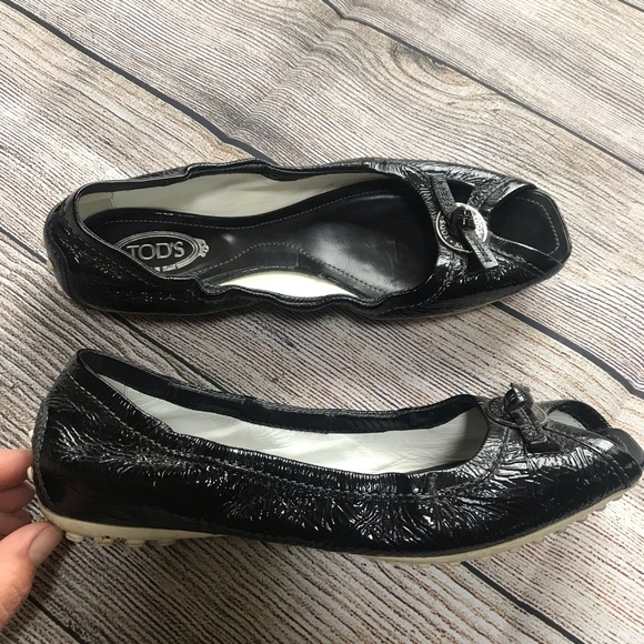 Tod’s patent black leather peep toe flat - Picture 4 of 5